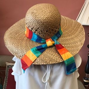 Rainbow and straw Sunhat
